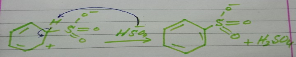 image showing third step of sulfonation where electron is lost