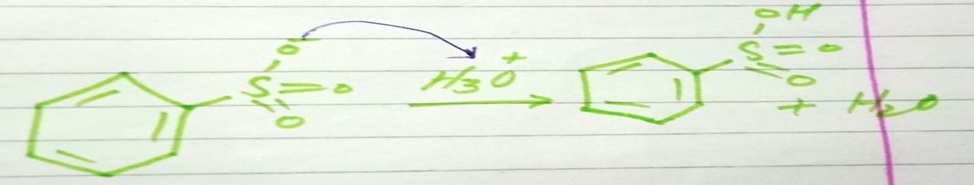 image showing protonation of sulfonic acid group during sulfonation of benzene
