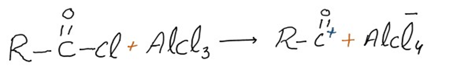 image showing reaction showing formation of acylium ion