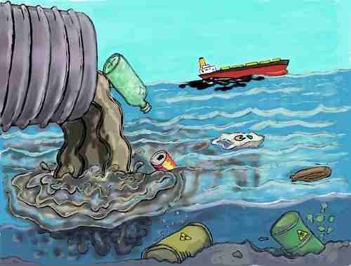 Oil, ships and industrial waste causing water pollution