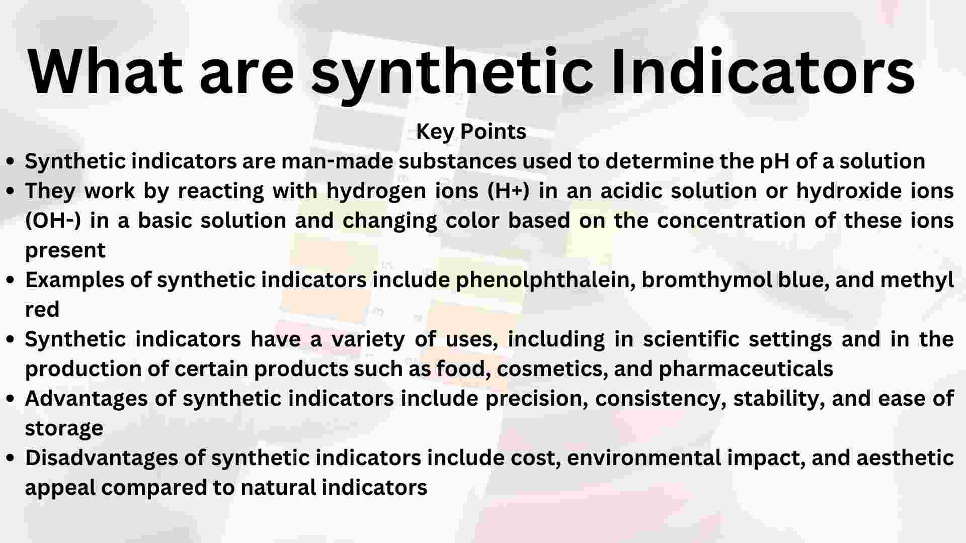 image showing key points about synthetic indicators