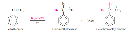image showing reaction for side chain bromination